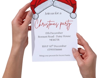 Plantilla de invitación para fiesta navideña - Diseño festivo (Descarga digital)