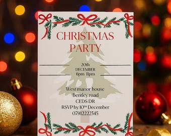 Invitación para fiesta navideña / Plantilla festiva (Descarga digital)