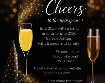 Invitación editable para la víspera de Año Nuevo / Plantilla elegante para fiesta de Año Nuevo (Descarga digital)
