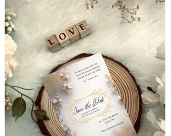 Invitaciones de boda: románticas, sencillas y florales. Plantilla digital de Canva.