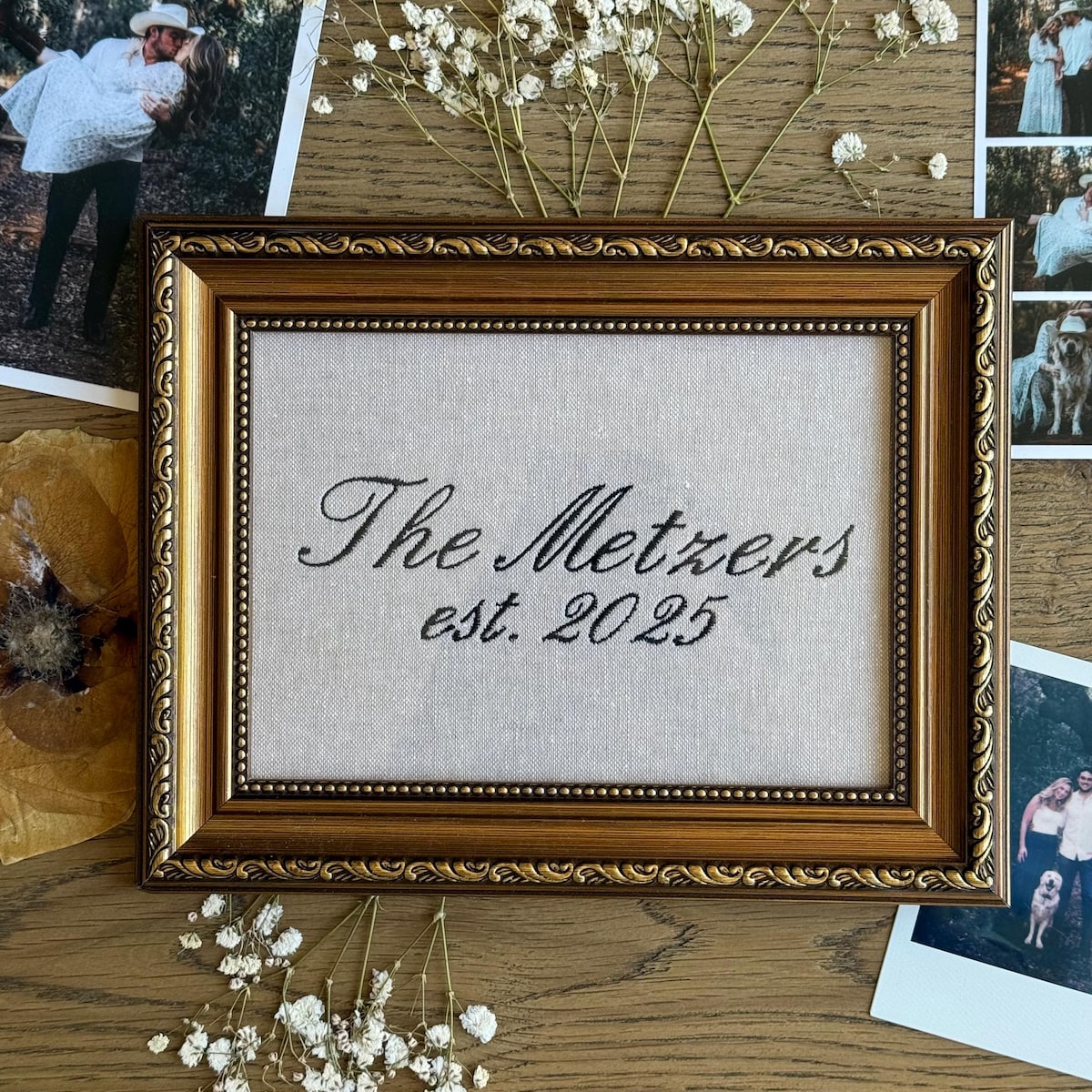Personalized Family Name Embroidery | Established Date Linen Art - Etsy