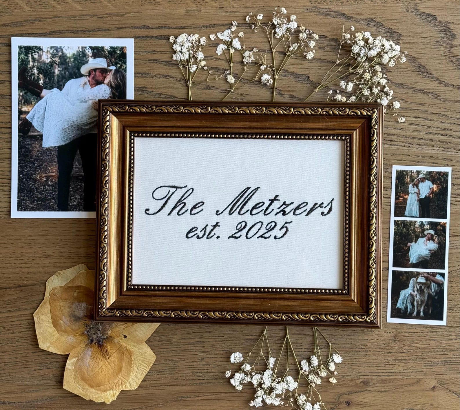 Personalized Family Name Embroidery | Established Date Linen Art