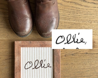 Personalized Name Embroidery | Custom Nursery Keepsake | Handwritten Embroidery Wall Art