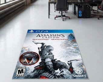 Video Game Rug for Gamer Room Decor Custom Rug Washable Non Slip Area Rug Custom Box Art Floor Mat 3D Printed Statement Rug  Gift for Him