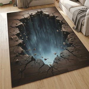 3D Illusion Abyss Rug: Optical Effect Gamer Room Decor