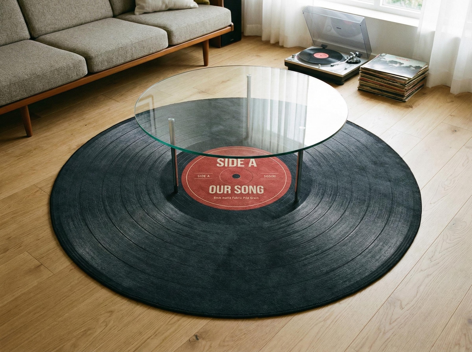 Custom Vinyl Record Rug, Retro Music Room Decor, Personalized ...