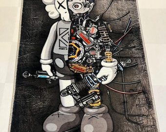 KAWS Style Robot Rug: Cyberpunk Dissected Art Carpet