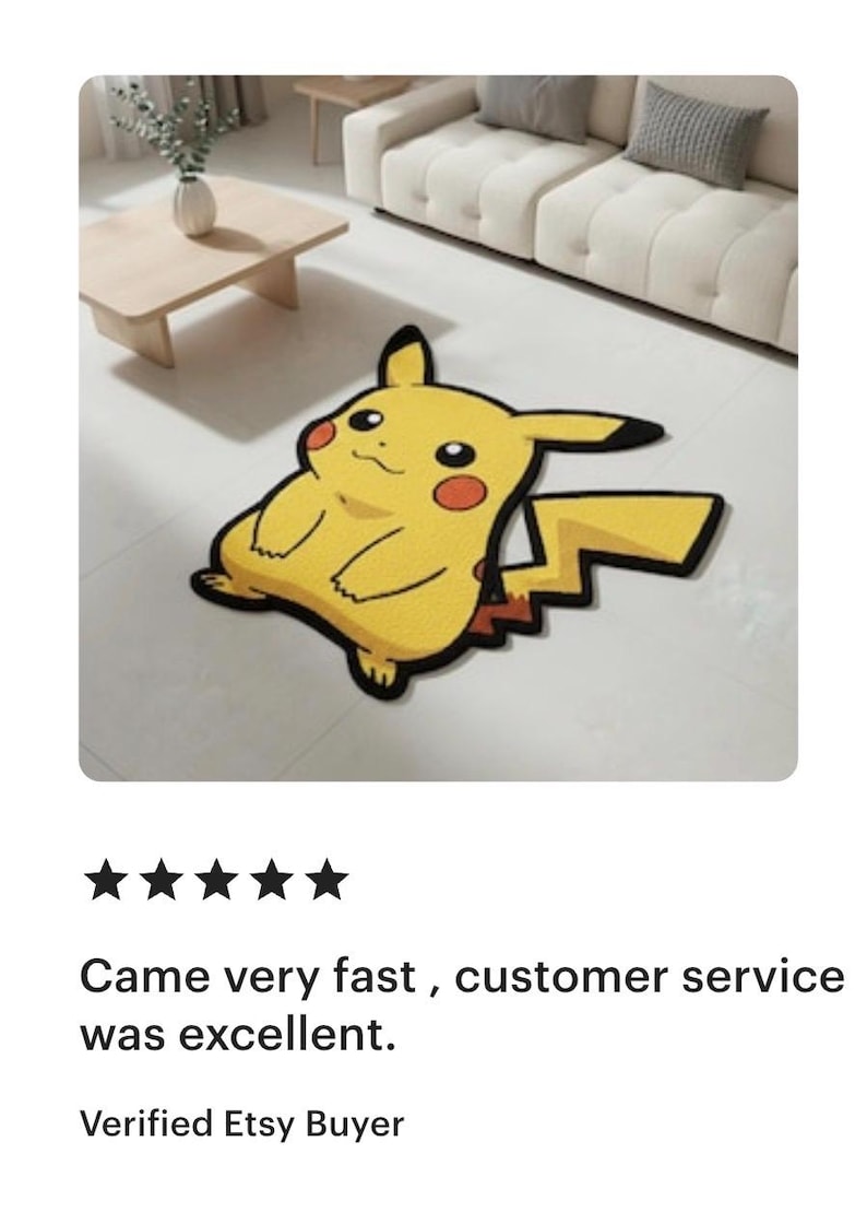 Pikachu Rectangle Rug Pikachu Area Rug - Pokémon Character Mat for Gamer Room Decor, Anime ...