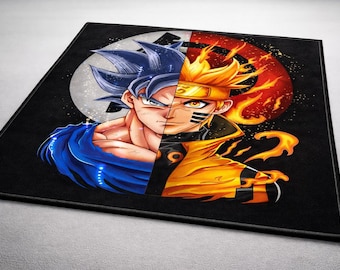 Anime Rug, Split Face Design, Gaming Room Decor