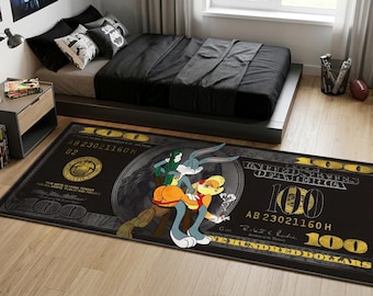 100 Dollar Bill Rug, Hypebeast Money Carpet, Man Cave Gamer Area Rug