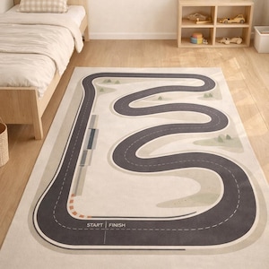 Tappeto da pista di Formula 1, tappeto da gioco per bambini con macchinine, decorazione per la cameretta dei bambini