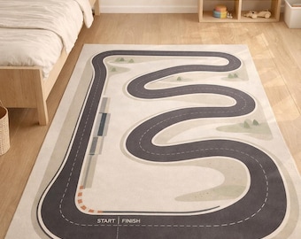 Tappeto da pista di Formula 1, tappeto da gioco per bambini con macchinine, decorazione per la cameretta dei bambini