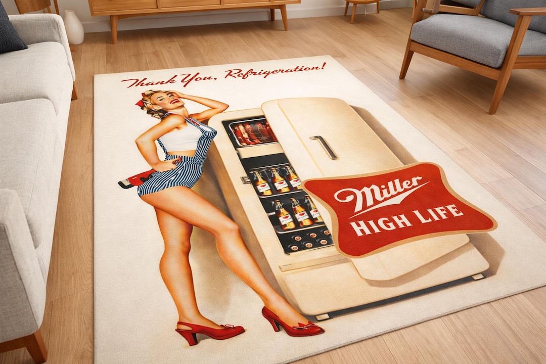 Vintage Pinup Art Rug, Mid-century Modern Home Bar Decor, Retro ...
