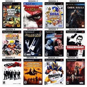 May include: A collection of twelve video game covers arranged in a grid, featuring titles such as Grand Theft Auto San Andreas, God of War, Sega Superstars, Dark Souls, Naruto, GoldenEye, Smackdown vs Raw 2006, Mademan, Reservoir Dogs, Star Wars, Madden 2003, and Bloodrayne.