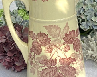 Vintage ironstone red transferware mûres Berry tall pitcher by Choisy le roi