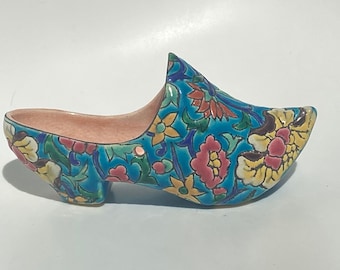 vintage French ironstone enamel floral shoe by Longwy