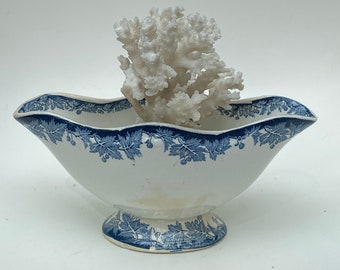 Vintage french ironstone blue floral sauce dish bowl