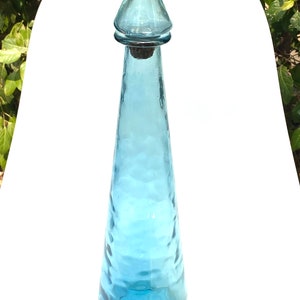 Vintage empoli italian  glass bottle blue
