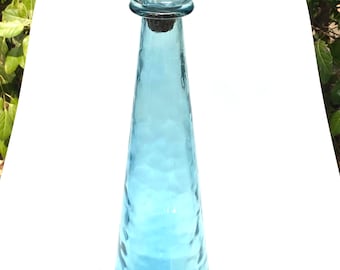 Vintage empoli italian  glass bottle blue