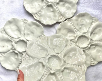 4! Vintage french white oyster plates