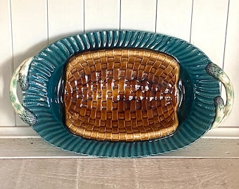 Rare Vintage french majolica ironstone asparagus platter by creil et Monterau