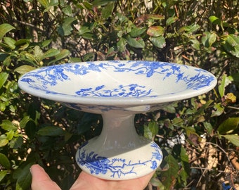 Vintage french ironstone blue transferware footed plate