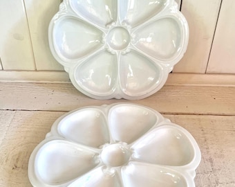 Schöne 2 Vintage französische Majolika Keramik Austernteller