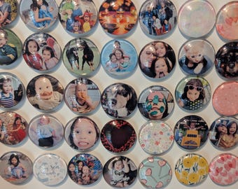 Custom photo magnets: 1" round glass cabochon bubble magnets, for personalized gifts