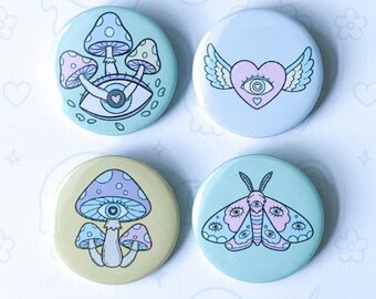 Stay Trippy Button Pin Pack | Mystical Kawaii Pins