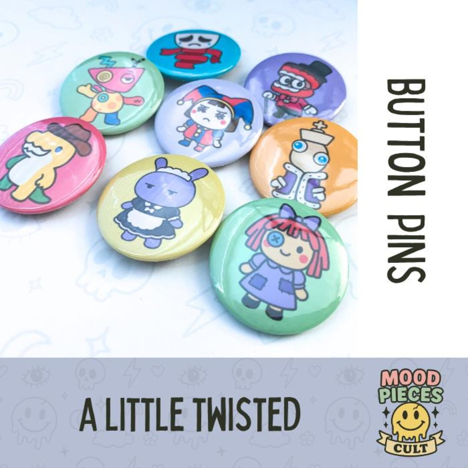 Tadc Pattern Backpack TADC Button Pins | the Amazing Digital Circus Inspired Backpack Jacket ...