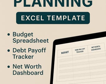 Ultimate Excel Financial Planner Template | Budget Spreadsheet, Debt Payoff Tracker, Net Worth Dashboard & Cash Flow Tool