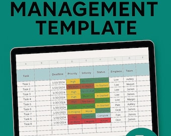 Excel Project Management Template | Task Tracker Spreadsheet, Project Planner, Timeline, Gantt & Team Organizer | Digital Download