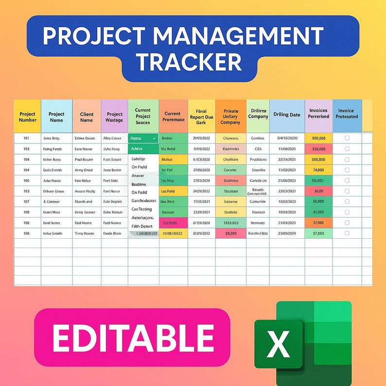 Editable Project Management Tracker: Excel Template With Smart ...