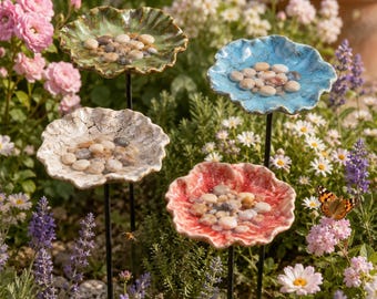 Butterfly Puddler Dish, Ceramic Pollinator Water Station, Leaf Garden Dish for Bees and Butterflies