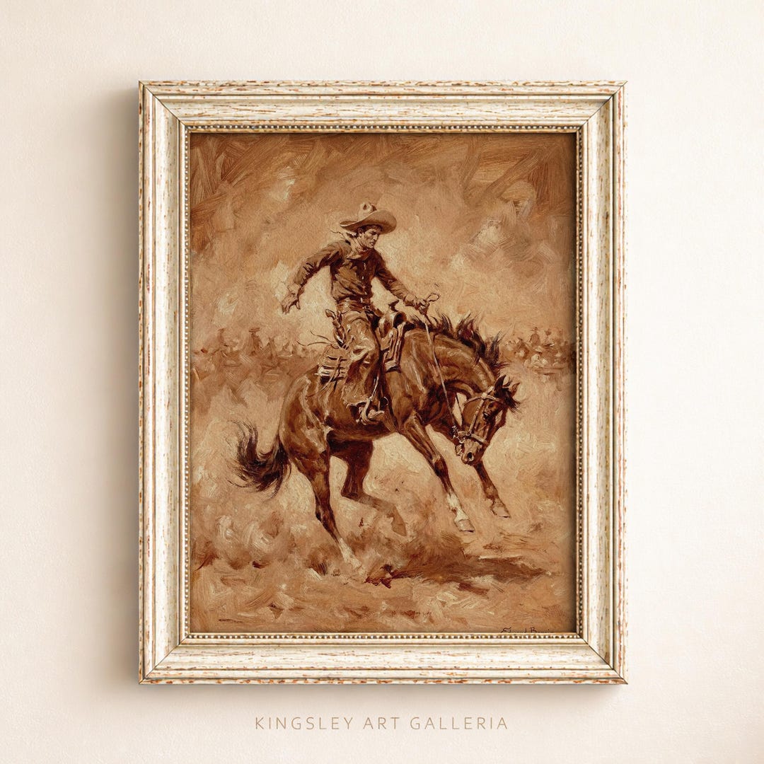 Rustic Brown Rodeo Vintage Rodeo Cowboy Art | Printable Western Wall Decor | Rustic Ranch ...
