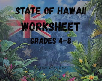 Hawaii State Worksheet, U.S. State Study, Geography, Social Studies, Printable PDF