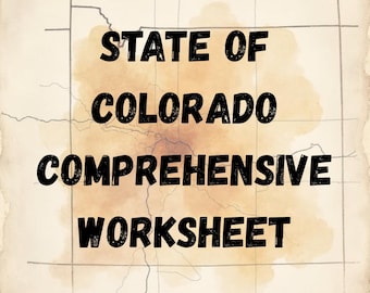 Colorado State Worksheet, U.S. State Study, Geography, Social Studies, Printable PDF