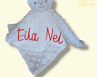 Personalized Teddy Bear Lovey – Dimple Dot Baby Comforter