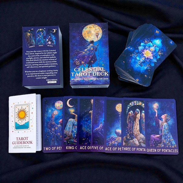 Celestial Tarot Deck, Tarot Cards - 78PC, Intuition & Spiritual Guidance