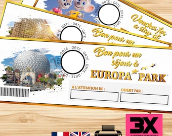 PRINT@HOME - Billets Surprise EUROPAPARK - 3 Variations incluses en 2 langues ! Billets cadeaux ! Golden Ticket Europa Park