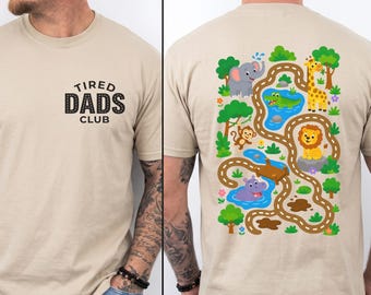 Interactive Safari Road Map Shirt, Tired Dads Club Back Print Tee, Play Cars On Dad's Back, Funny Father’s Day Gift For Husband