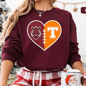 Custom Split Heart Teams Sweatshirt, Personalized House Divided Football Team Shirt, Custom Gift for Sports Fan Couple & Family,Gift For Dad