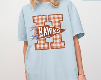 Custom Preppy Mascot Shirt, Comfort Colors® Gingham Team Tee, Retro School Spirit Tshirt, Matching Teacher Game Day Shirts