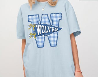 Custom Mascot Game Day Shirt, Preppy Gingham Team Tee, Comfort Colors® School Spirit Shirt, Retro Cheer Baseball Mom Tshirt