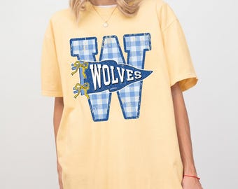 Custom Mascot Game Day Shirt, Preppy Gingham Team Tee, Comfort Colors® School Spirit Shirt, Retro Cheer Baseball Mom Tshirt