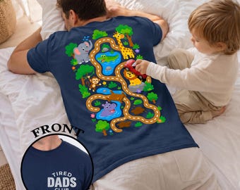 Tired Dads Club Shirt, Play Cars On Dads Back Tee, Interactive Jungle Mat Track Shirt, Funny Dad Gift, Father's Day Gift Idea