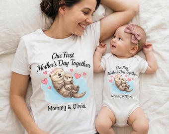 Personalized Our 1st Mother's Day Shirt, Custom With Names, Matching Mom and Baby Shirt, Mommy and Me Shirts, First Mothers Day Outfits