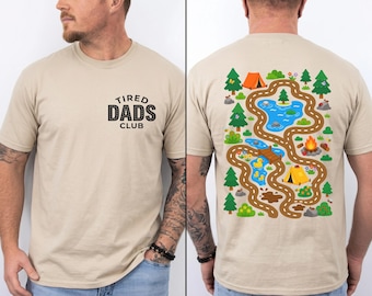 Interactive Off-Road Map Shirt, Tired Dads Club Back Print Tee, Play Cars On Dad's Back, Funny Father’s Day Gift For Husband
