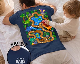 Tired Dads Club Dinosaur Race Track Shirt, Interactive Play Tee