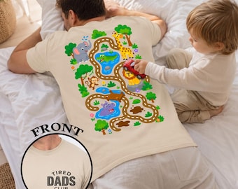 Tired Dads Club Shirt, Interactive Safari Track Dad Shirt, Play Cars On Dads Back, Zoo Map T-Shirt, Funny Father's Day Gift